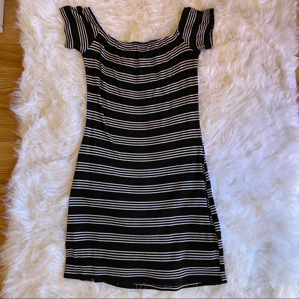 Stripped off shoulder dress